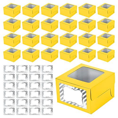 Yellow Cupcake Boxes with Sticker Labels party supplies